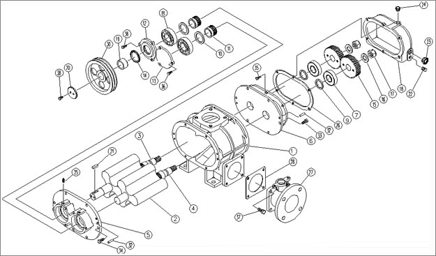 熔噴布羅茨風(fēng)機結(jié)構(gòu)圖 熔噴布羅茨風(fēng)機結(jié)構(gòu)圖